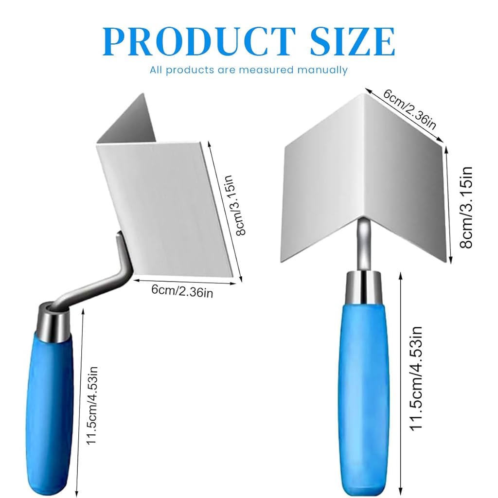 HASTHIP® 6PCS Stainless Steel Trowel 80 x 60mm Angle Plastering Sharp Corner Creating Rubbrized Handle Hand-Welded for Plaster Gypsum Cement