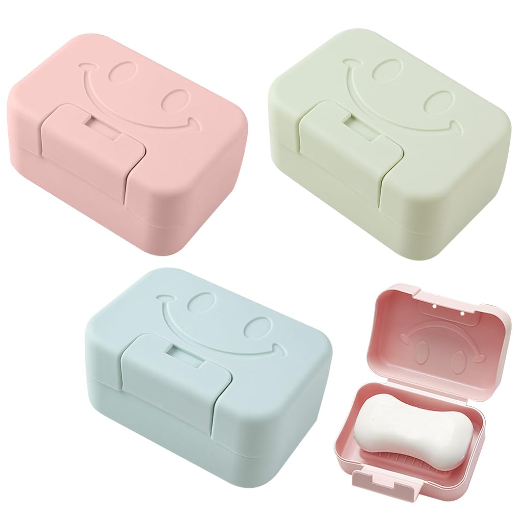 HASTHIP® 3Pcs Soap Case Travel Case for Soap Hand Soap Holder Case Plastic Soap Saver Container with Lid Travel Leaking Proof Soap Storage Case