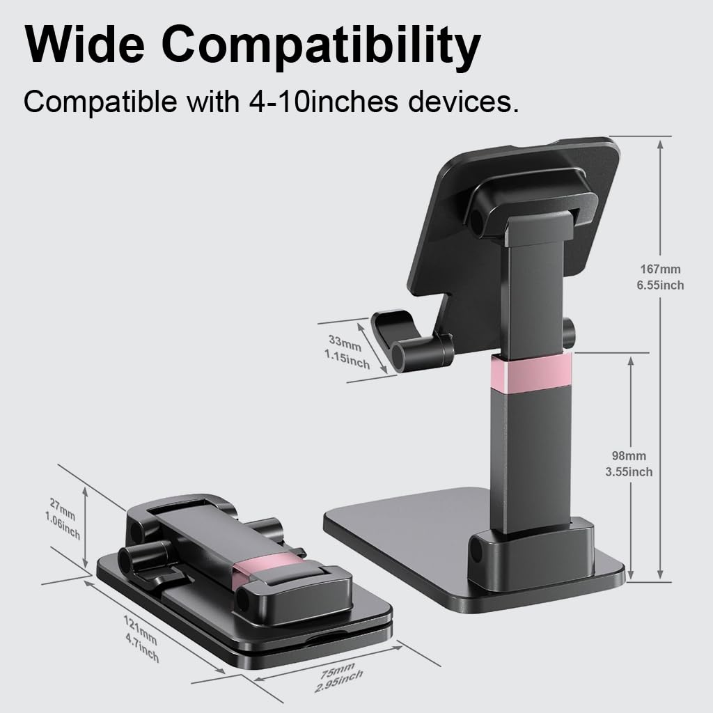 ZORBES Phone Stand for Desk and Travel with Adjustable Height & Tilt | Anti Slip Base