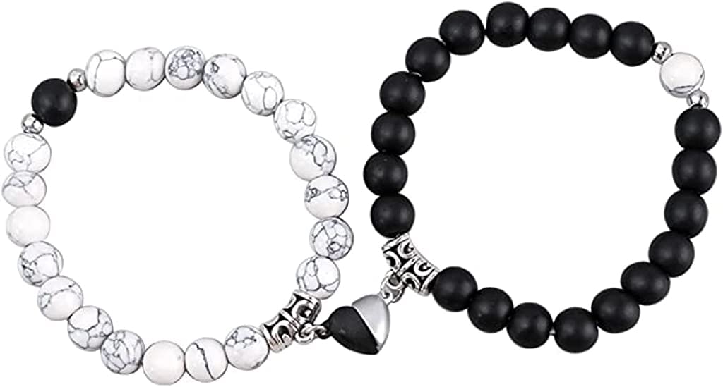 ZIBUYU Couple Bracelets Bead Bracelet Friendship Bracelet for Boyfriend Girlfriend Pendant,Couple Gifts Bracelet Fashion Accessory for Boy,Girl