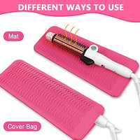 MAYCREATE® Hair Iron Mat, Silicone Heat Resistant Mat Pouch for Hair Styling Tools for Curling Irons, Flat Irons, Hair Straightener, Pink