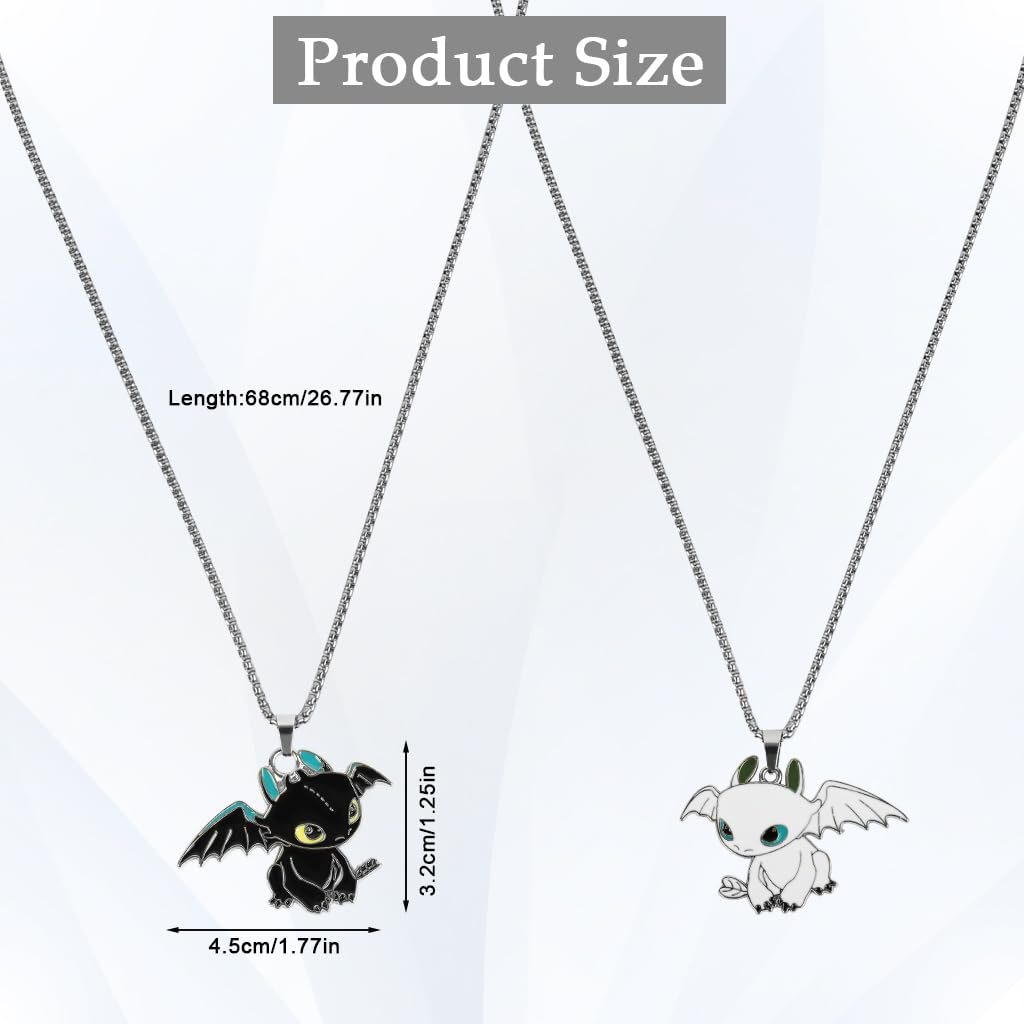 Zibuyu Couple Necklaces for Anniversary and Birthday Gifts with Multicolor Dragon Pendants | Stainless Steel Chains for Boyfriend and Girlfriend