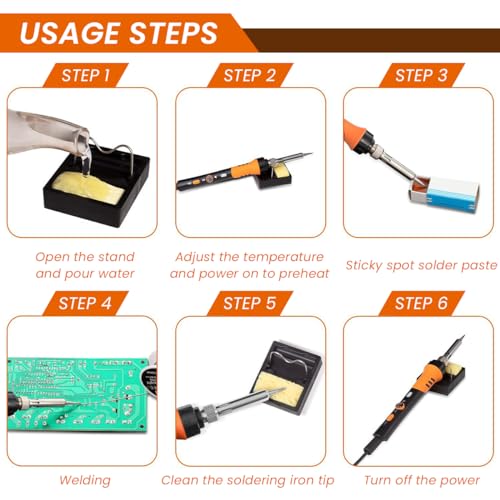 Serplex® 60W Soldering Iron Kit With 5 Tips Quick Heat 200-450°C Adjustable Temperature Gun On Off Switch Electric Set For Electronics Repair DIY Craft 2 PCS