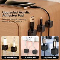 HASTHIP® 6Pcs Magnetic Cable Organizer Cable Clips - Cord Holder, Under Desk Cable Management, Adhesive Wire Holder Keeper Organizer for Home Office Desk Nightstand Phone Car Wall Desktop