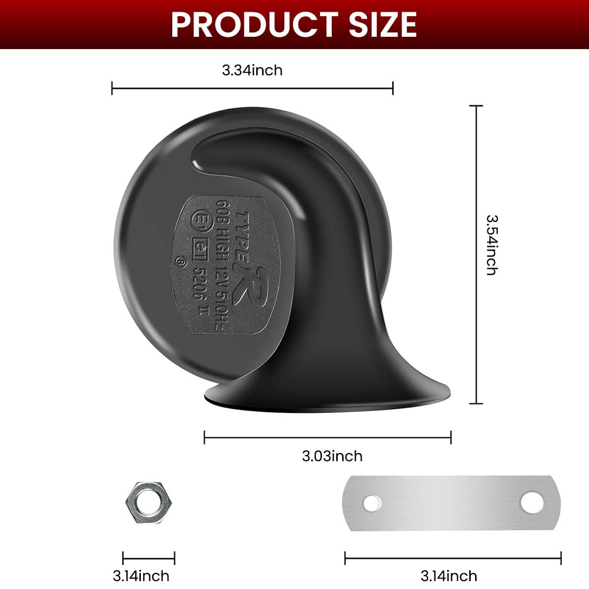 STHIRA Vehicle Horns for Cars and Trucks featuring 300dB Air Trumpet with Mounting Bracket | 12V Universal Installation