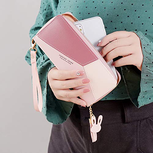 PALAY Women’s Long Wallet with 10 Card Slots and Zip Closure in Pink | Vegan PU Leather Purse