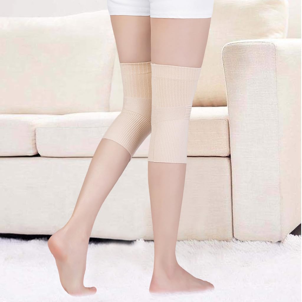 HANNEA Bamboo Fabric Knee Compression Sleeves for Men Women, Cotton Knee Brace Leg Support for Running, Pain Management, Arthritis Pain, Relief Rheumatism