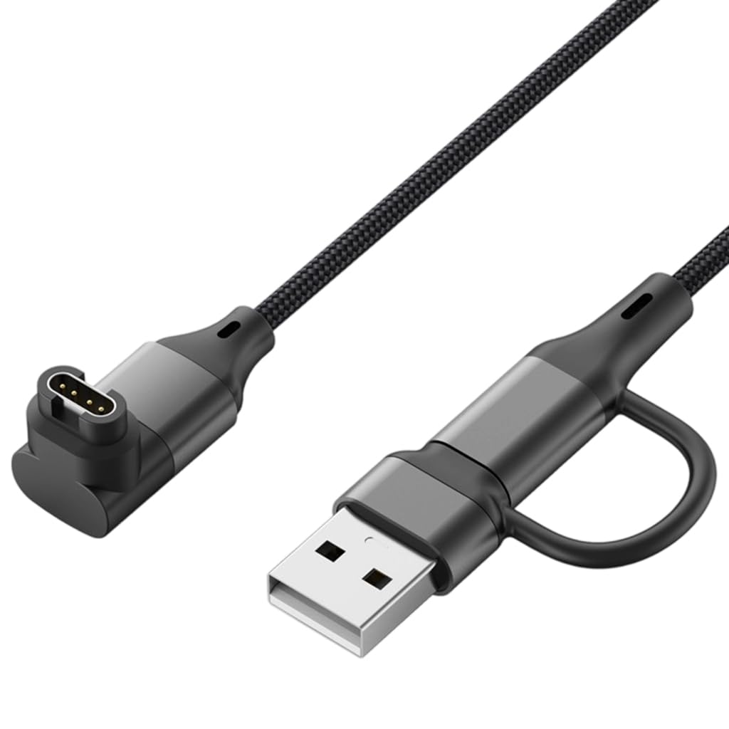 ZORBES Charger Cable for Garmin Watch 3.3 ft with Type C & 4 Pin Connector | Nylon Braided