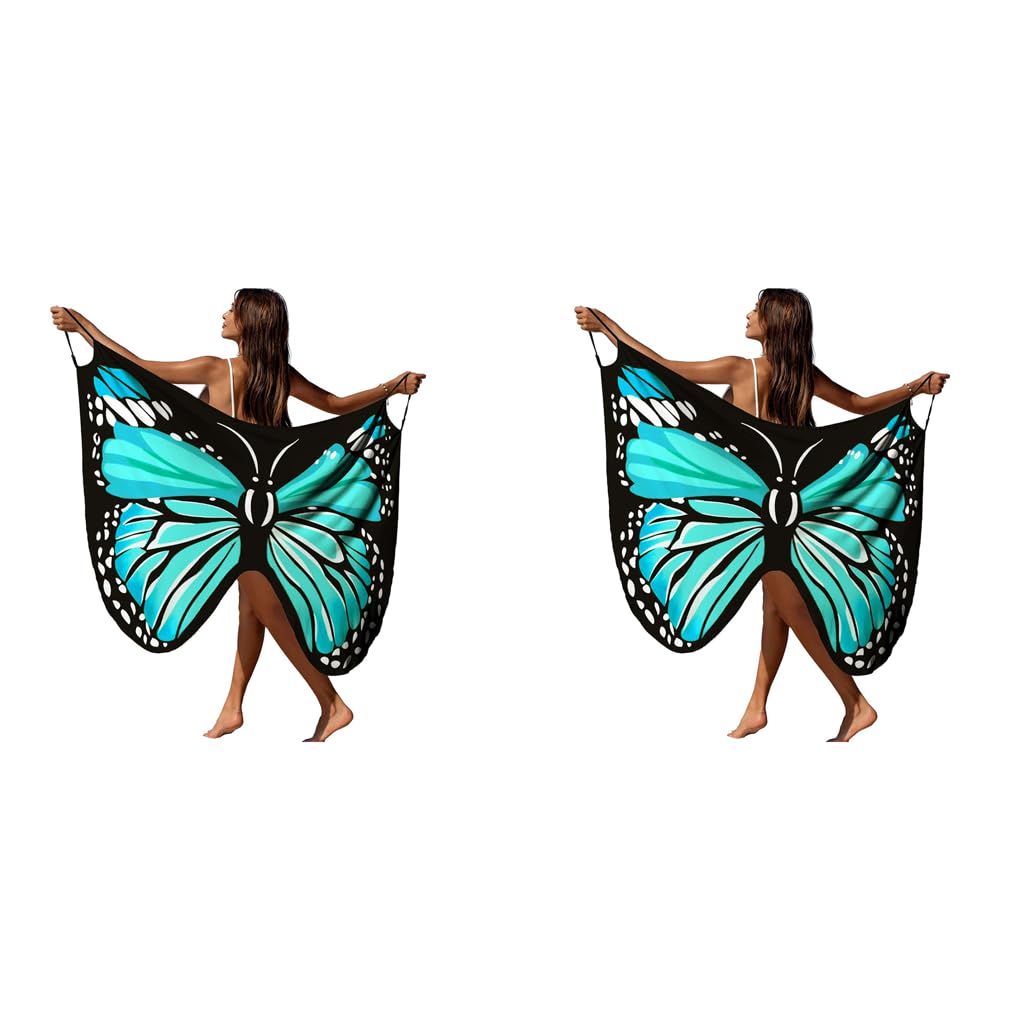 PALAY Beach Wear for Women featuring 108cm Butterfly Print Dress Cover Up | Lightweight 2PCS Set