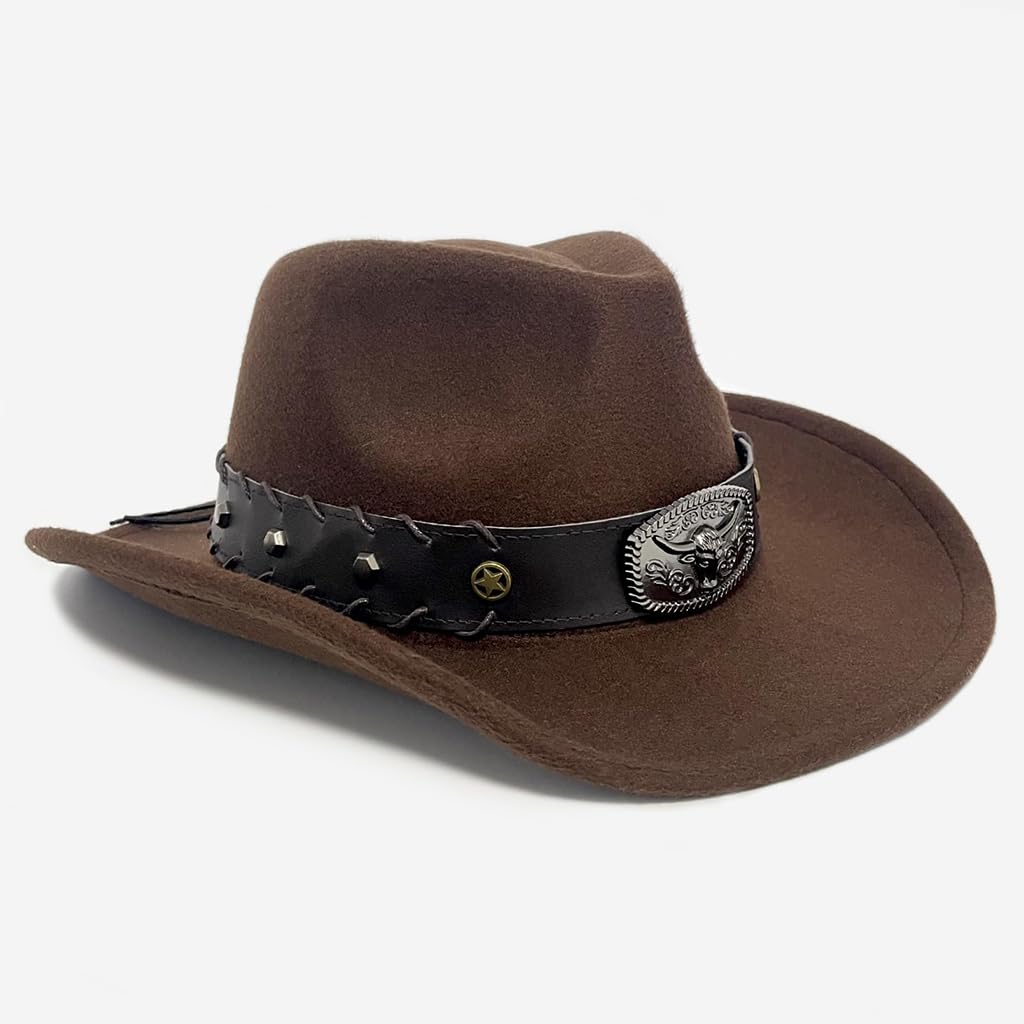 GUSTAVE Cowboy Hat Bands for Western and Cowgirl Hats featuring Bull Head Charm | Adjustable Leather Design