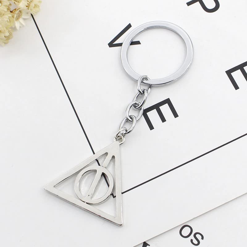ZIBUYU Deathly Hallow Keyring Creative Deathly Hallow Keyring Harry Potter Keyring Keychain Rotatable Design Deathly Hallow Keyring Christmas Gift Keychain Keyring