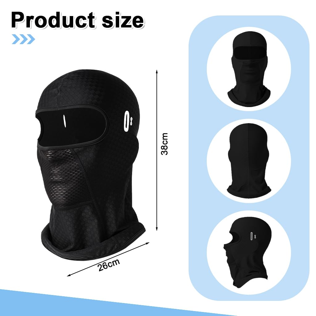 Proberos Balaclava Face Mask for Cycling and Skiing with UPF30+ UV Protection | Breathable Black Full Head Cover