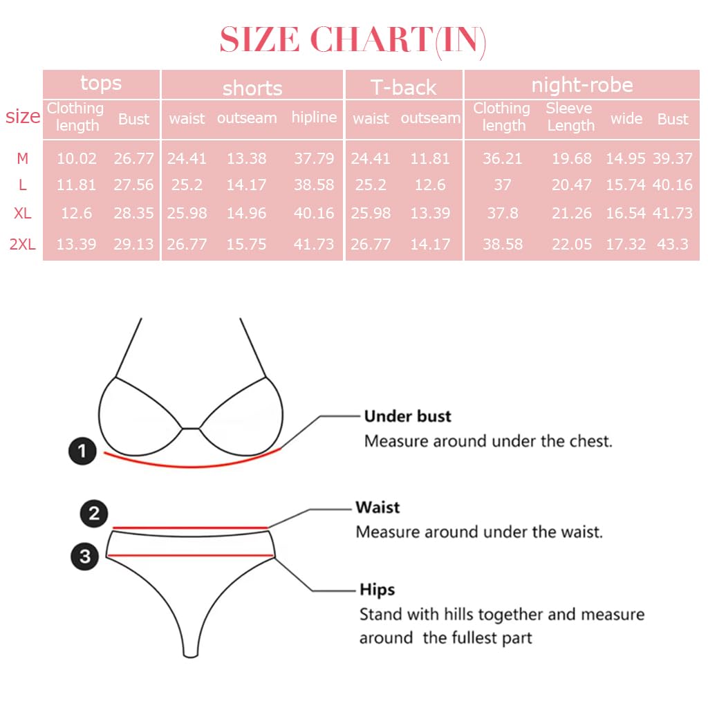 PALAY Women Lingerie Set for Nightwear with Silk Lace Robe and Black Bra Thong 12PCS