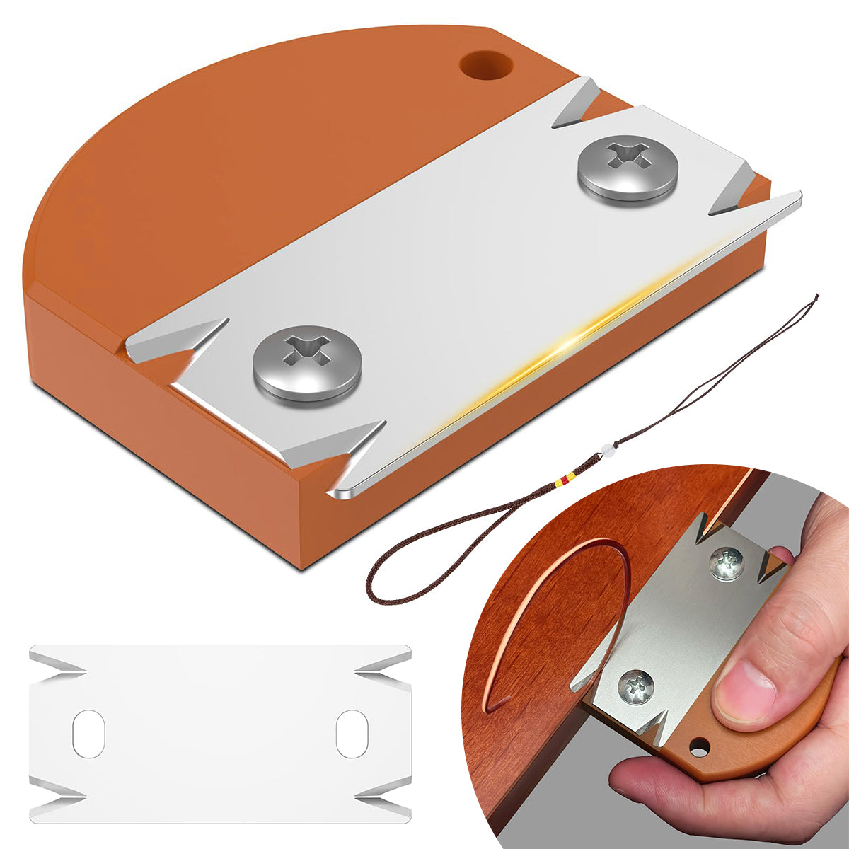Serplex Woodworking Edge Trimmer with Replacement Blade, Hand Planer Edge Bander for Burrs, Edge Corner Planer Wood Chamfering Fillet Scraper Edge Banding Cutter for Deburring, Chamfering & Trimming