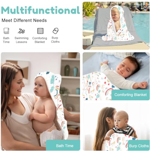 SNOWIE SOFT® Muslin Towel for New Born Baby Ultra Cotton Swaddle Wrap Absorbent Bath Cute Cartoon Shower Gift Girls Boys 90x90cm 2 PCS