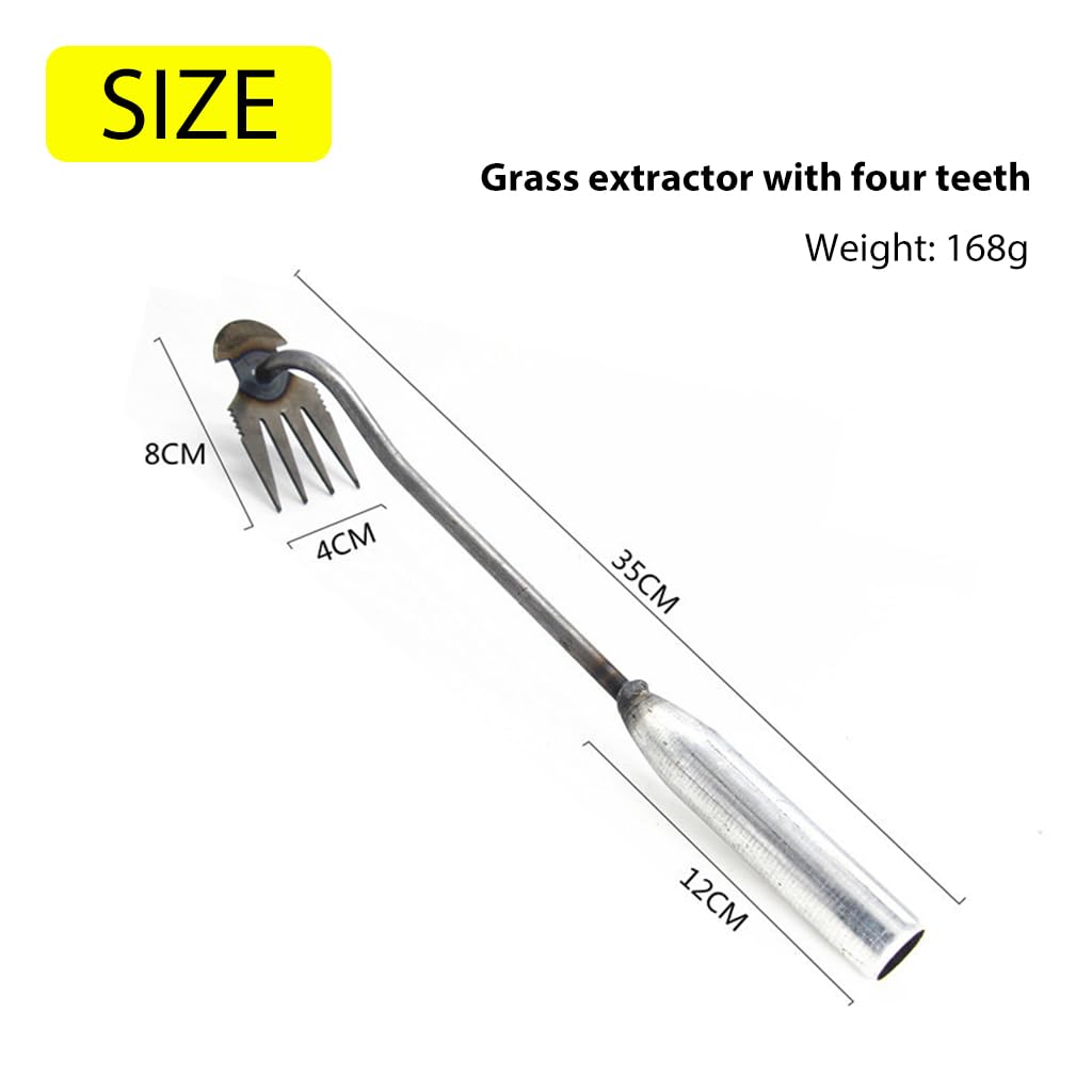 HASTHIP Weeder Hand Tool for Garden and Lawn with 21.6 in Steel 4 Claws Design | Manual Weed Puller