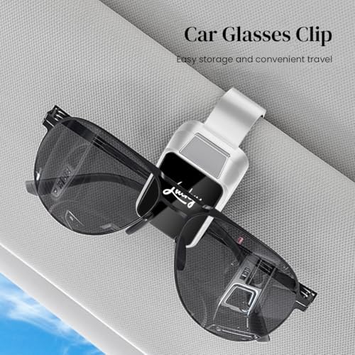 STHIRA® Universal Car Sunglasses Holder Clip for Sun Visor Secure Lock with One-Button Unlock Anti-Scratch Sponge Space-Saving 2PCS