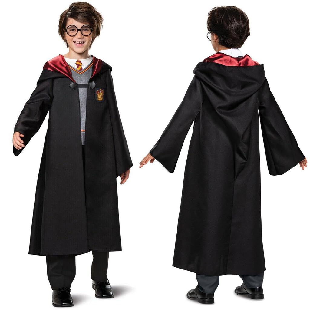 PATPAT Gryffindor Harry Potter Costume, Magic Robe Wizard Costume Magic School Uniform Halloween Costume with Magic stick, Scarf, Tie & Glasses Harry Potter Accessories For Kids 135-145cm High