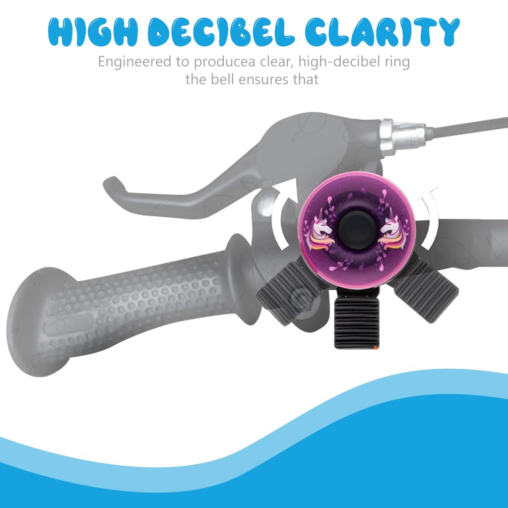 Proberos Kids Bicycle Bell for 22mm Handlebars with Screw-Mounted Design and Loud Ring | Unicorn Cartoon Style