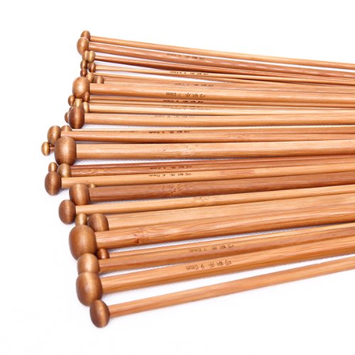 ELEPHANTBOAT 18pcs Wood Knitting Needle Set--Small to Large 2-10mm, Sturdy Round Blunt Yarn Knitting Needles Tool Kit