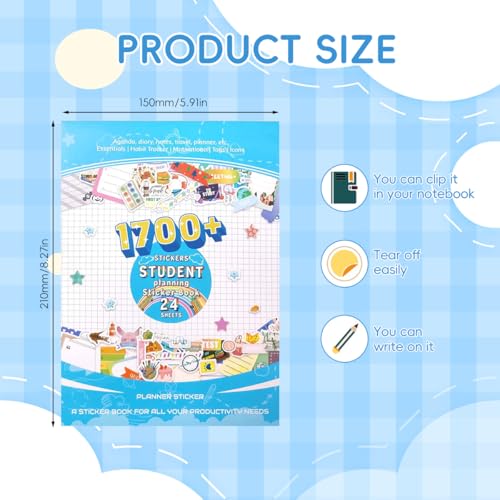 OFIFO® Sticker Book, 1700Pcs 24-Sheet Stickers Set, Daily Planners Accessories for Calendar Decorating, Stickers for Kids Activity Perfect for Journal, Scrapbook Projects and Decor