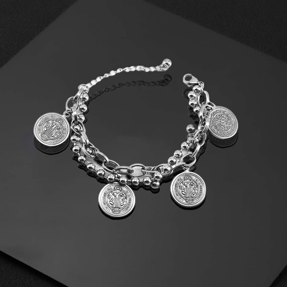 Venzina Bracelet for Women featuring Bronzed Round Card Pendant with Army Theme | Titanium Steel Jewelry Gift