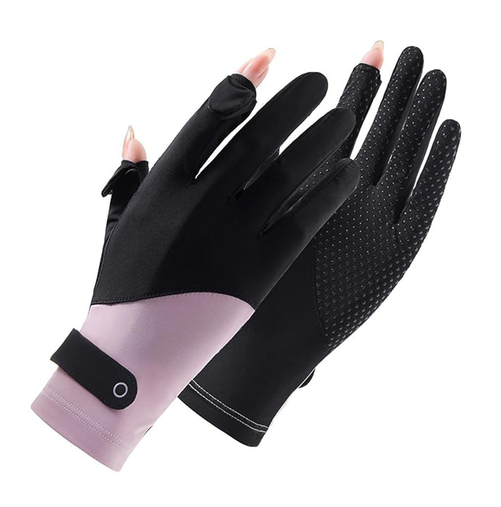 SANNIDHI® Driving Gloves for Women UPF 50+ Breathable Ice Silk UV Protection Gloves Upgrade Anti-slip Palm Touch Screen Finger Tips Design Fashion Women Driving Gloves, Black