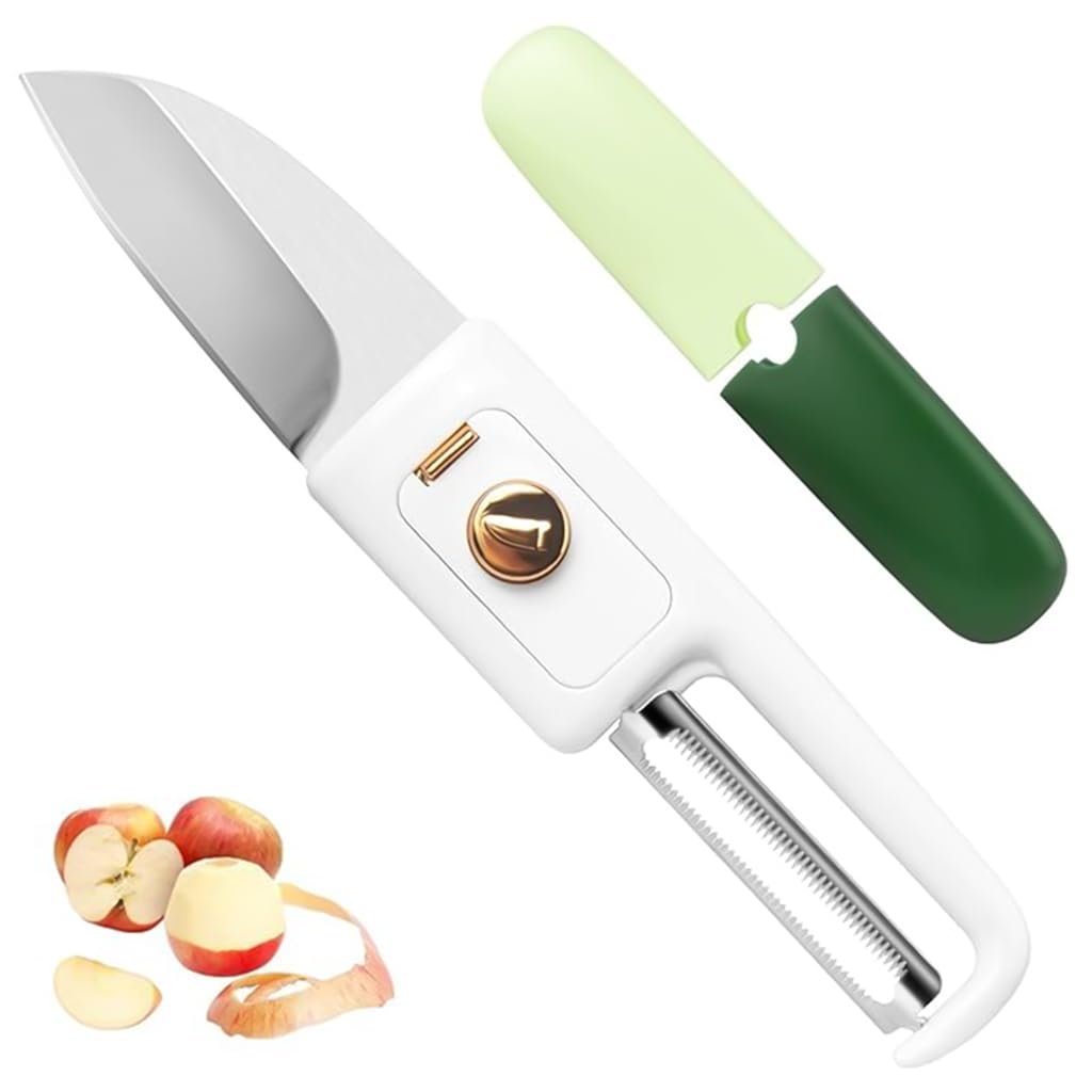 ZIBUYU Peeler for Kitchen Stainless Steel 2 in 1 Peeler for Vegetables and Fruits Cutter Peeler Dual Head Portable Easy Peeling Cutter for Fruit and Veg Apple Potato Cutter for Kitchen, (Green) - 1
