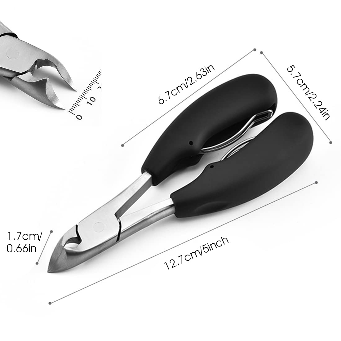 MAYCREATE Toenail Clippers for Thick & Ingrown Nails with Curved Blade and Rubberized Handle | Stainless Steel Podiatrist Tool