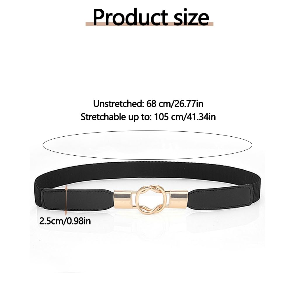 Zibuyu Elastic Womens Stretch Waist Belt with Alloy Buckle for Dresses and Pants | Black Fashion Accessory