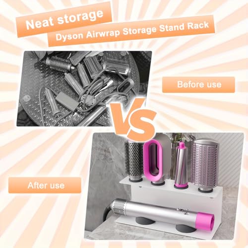 MAYCREATE® Curling Iron Holder Attachments Compatible with Dys*n Airwrap Organizer Stand on Desktop, Hair Wrap Storage Rack Accessories Wall Mounted-White