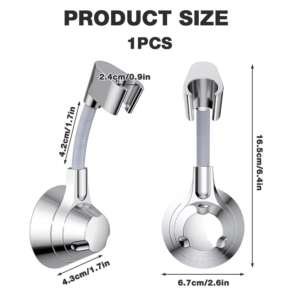 HASTHIP Shower Head Holder with 360° Adjustable Rotation and Self-Adhesive Suction Cup | Universal Wall Mount for Handheld Shower Heads