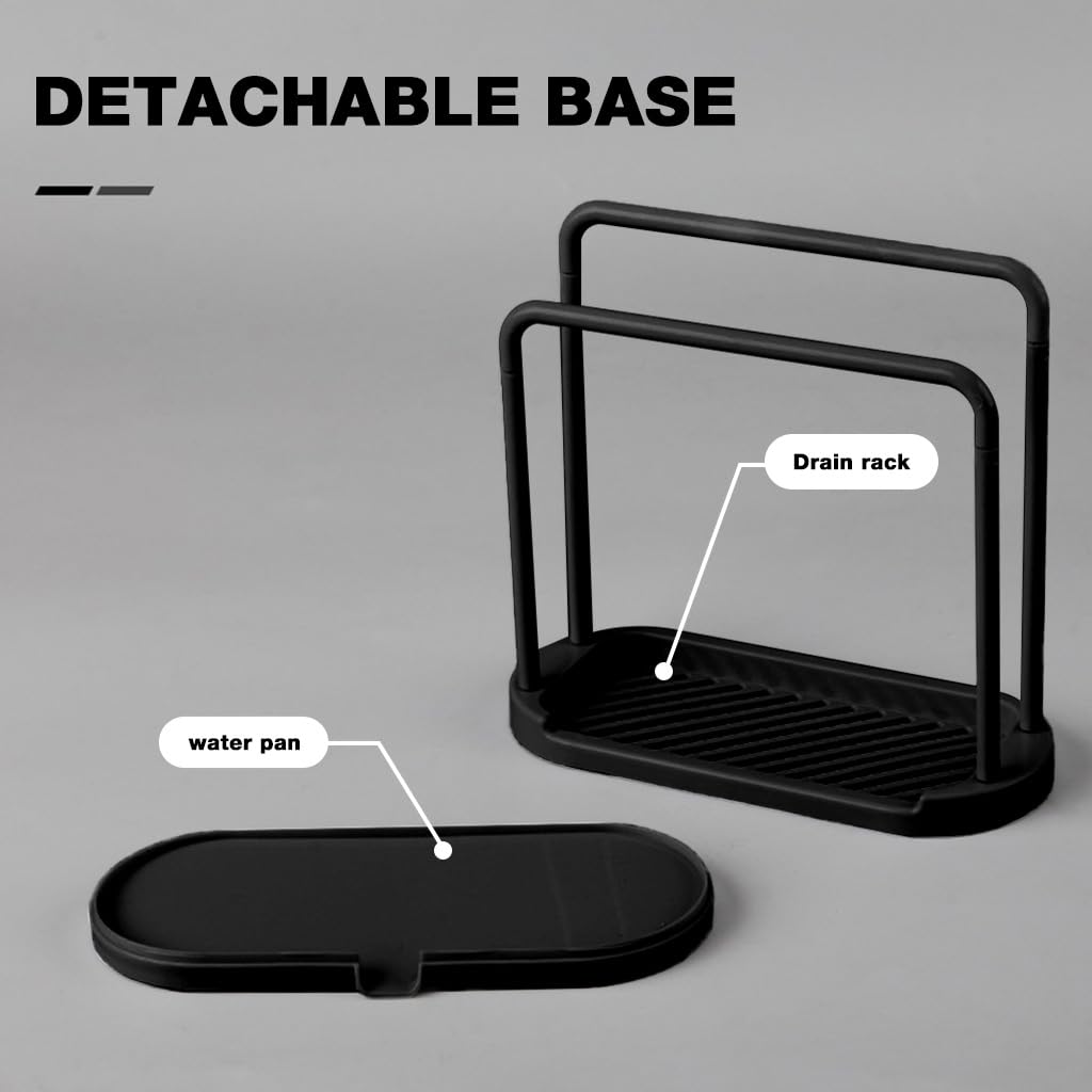 HASTHIP Kitchen Dish Cloth Rack for Countertop Use with Dual Row Design and Removable Drip Tray