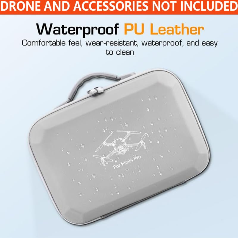 Carrying Case for DJI Mini 4 Pro with 12.2×9.1×4.1 in Molded Compartments and Waterproof PU Cover | Travel Storage Bag with Shoulder Strap