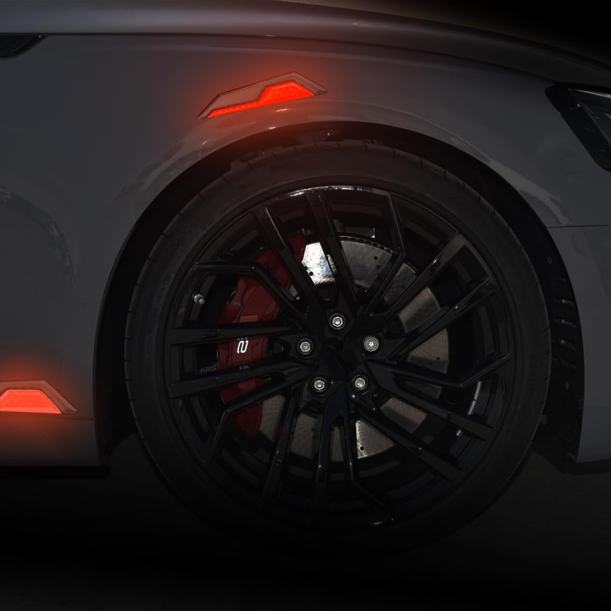 STHIRA Car Bumper Protector Guard 4Pcs for Anti Collision with Self Adhesive Design | Red Reflective Geometric Stickers