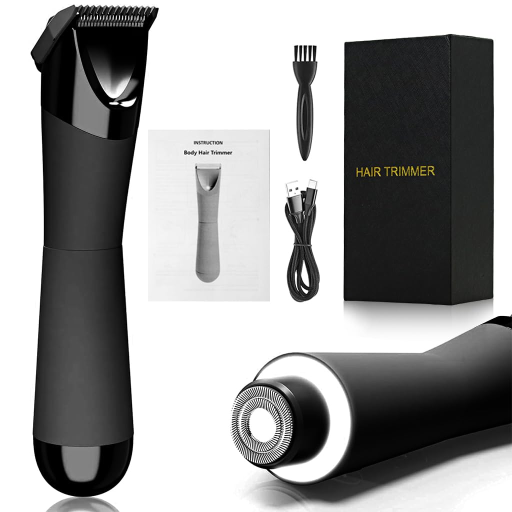 ZIBUYU Body Hair Trimmer with Dual Head Design and LED Light | IPX7 Waterproof 90 min Use
