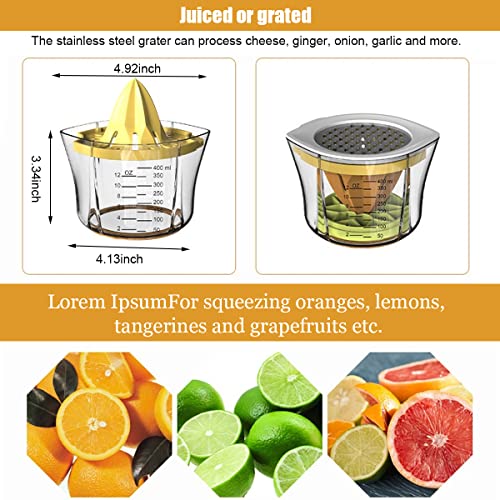 Supvox® 5 in 1 Manual Juicer with Strainer and Silicone Ice Mold, Multi-Function Citrus Juicer, Orange Juicer with Measuring Cup, Grater, Fresh Fruit Juice Press for Bar, Kitchen