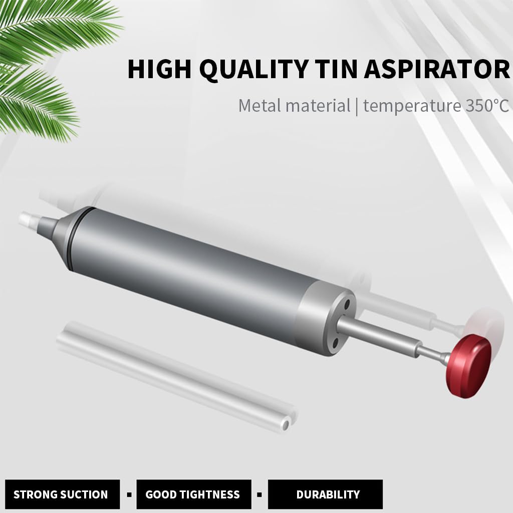 Serplex Solder Sucker for Electronic Repair with Powerful Vacuum Suction and 350 °C Heat‑Resistant Aluminum Body