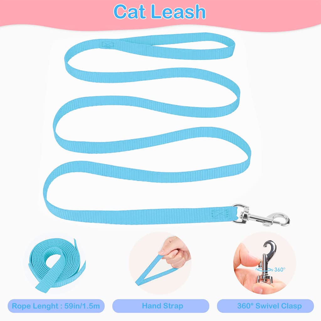 Qpets Cat Harness and Leash Combo for Outdoor Walks with 1.5m Leash and Reflective Vest | M Size