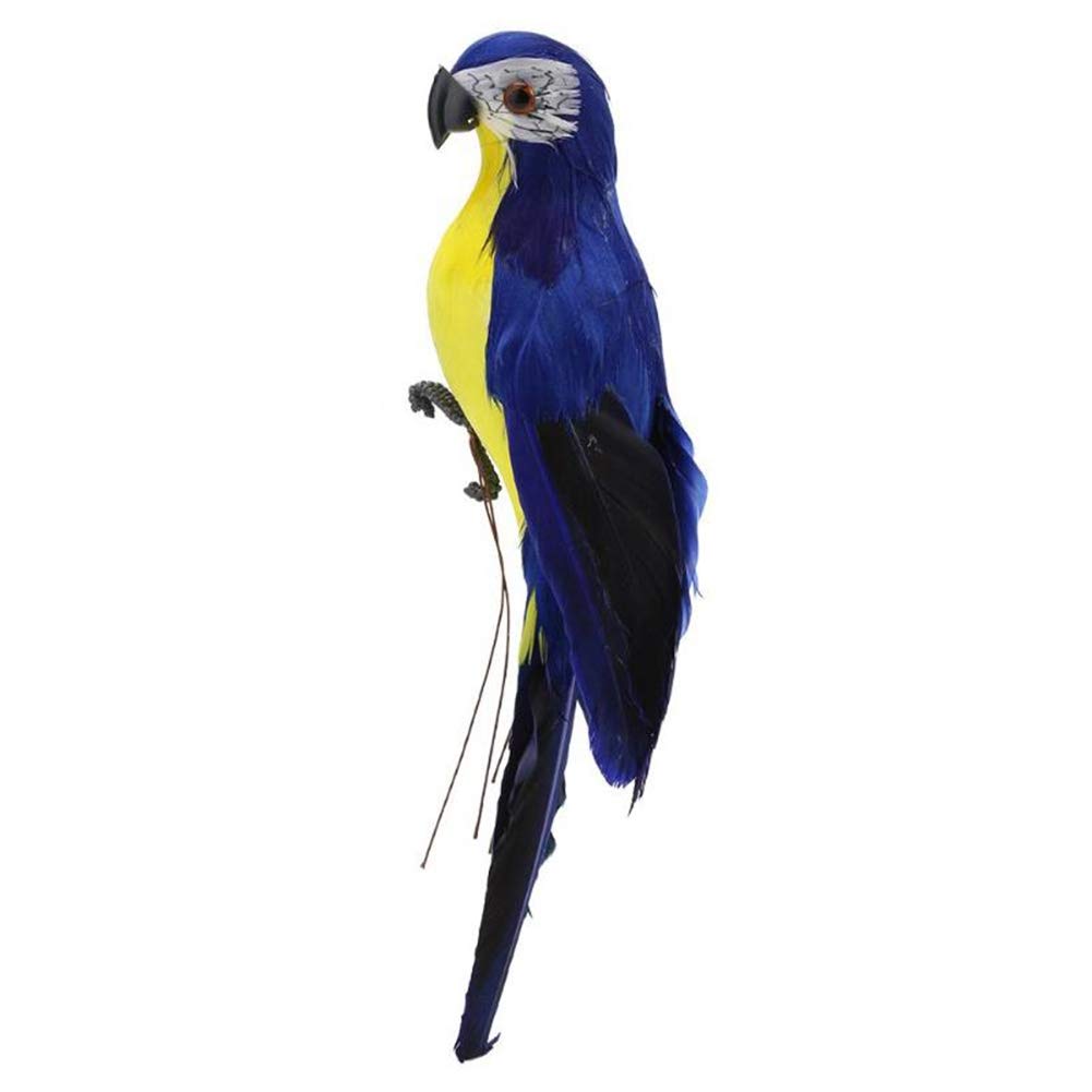 ORTIZA Realistic Parrot Garden Decor for Indoor and Outdoor Display featuring Handcrafted 25cm Deep Blue Feathers | Shelf and Balcony Ornament
