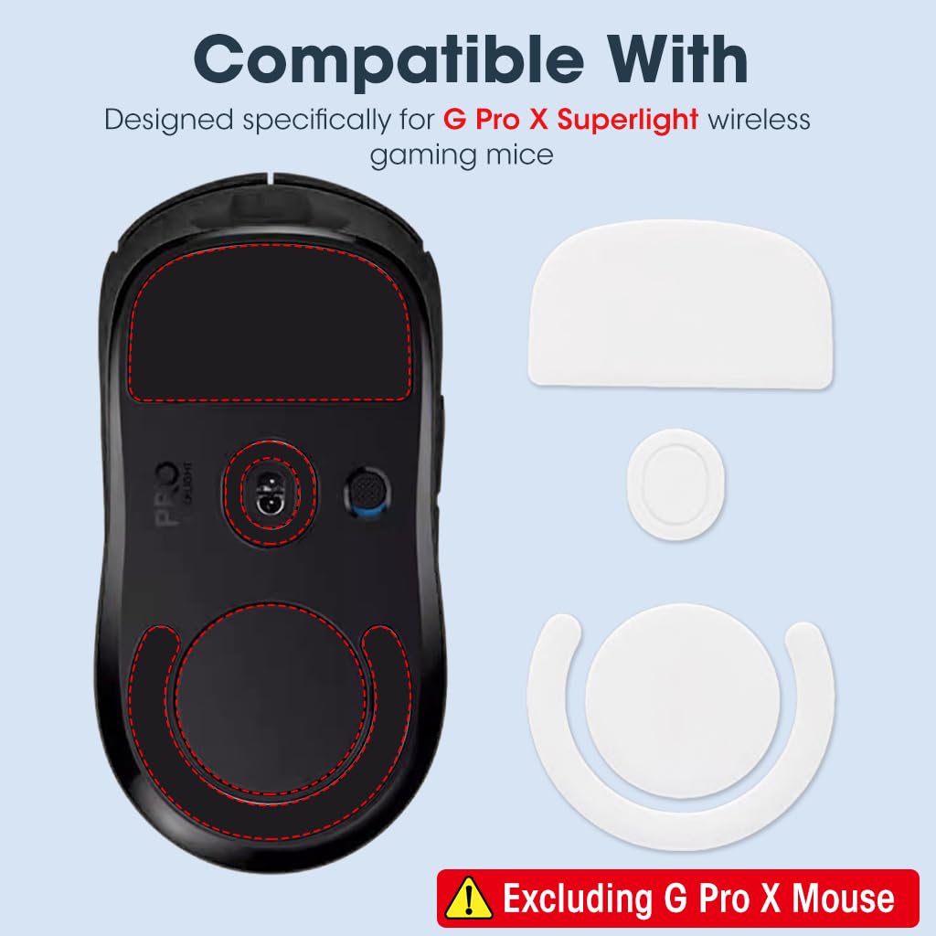 ZORBES® Mouse Feet Skates for G Prox Superlight Gaming Mouse Rounded Curved Edges Feet Replacement (0.7mm, Smooth, PTFE) G Pro X Game Mouse Feet Skates Replacement