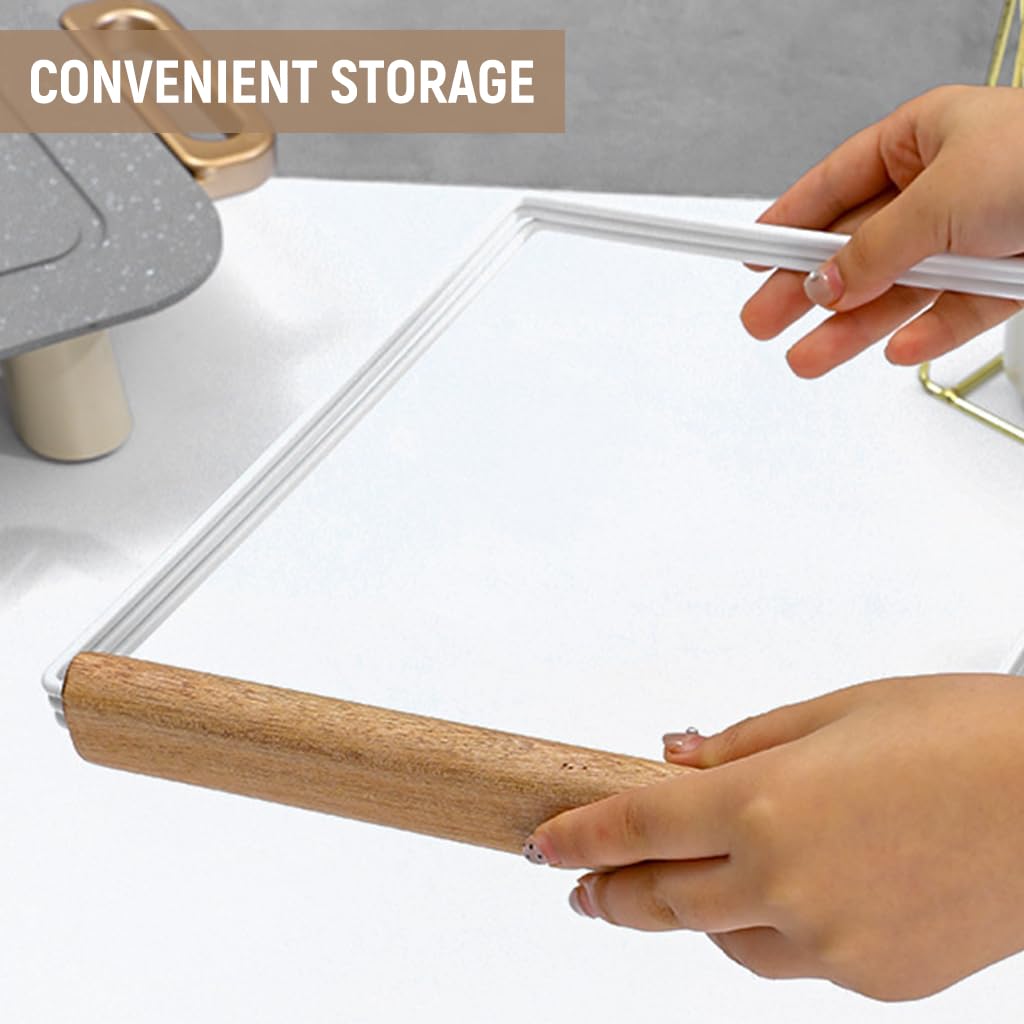 HASTHIP Hand Towel Stand for Countertop with Folding 3 Arms 10.83×0.98×9.84 in | Metal Frame and Wooden Handle