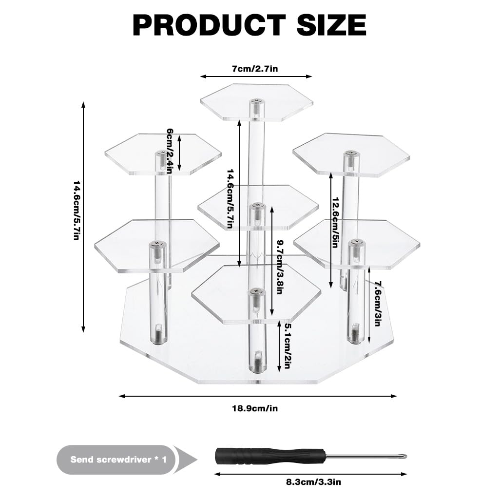 HASTHIP Collectible Figure Stand for Action Figures with 7 Hexagonal Bases | Clear Acrylic Display