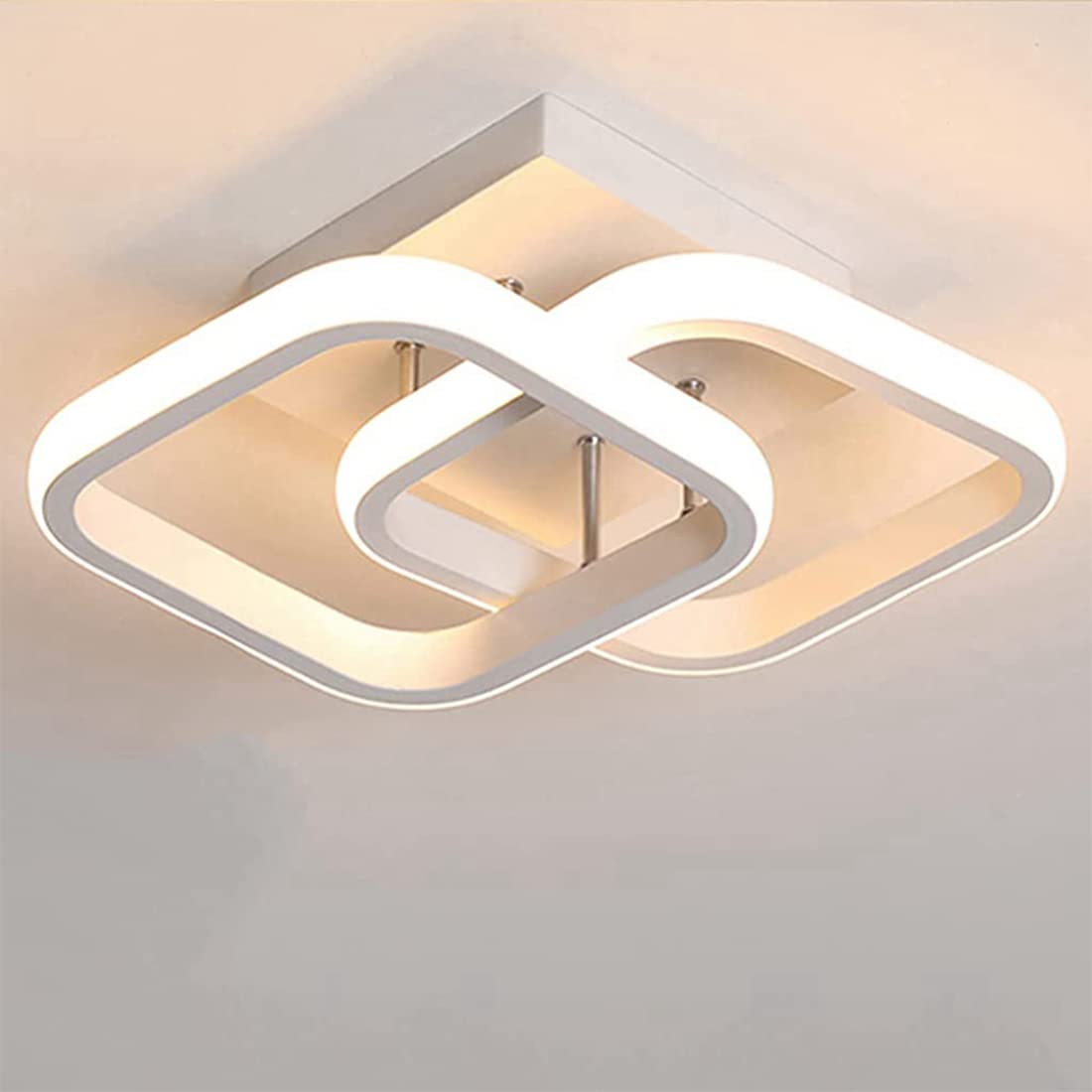 ELEPHANTBOAT LED Ceiling Light for Bedroom and Living Room with Dual Square Design 22W Warm White 3000K