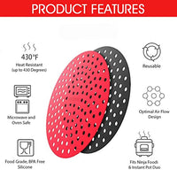 HASTHIP® Reusable Silicone Air Fryer Liners, 8 Inch Non-Stick Easy Clean Air Fryer Accessories, Round Air Fryer Oven Pads Foodgrade Silicone Heat Resistant (1 Red + 1 Black)