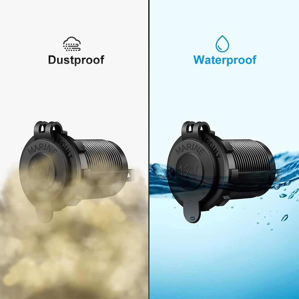 ZIBUYU 12V Cigarette Lighter Socket for Vehicle Repair with 3.3ft Wire and Protective Cap