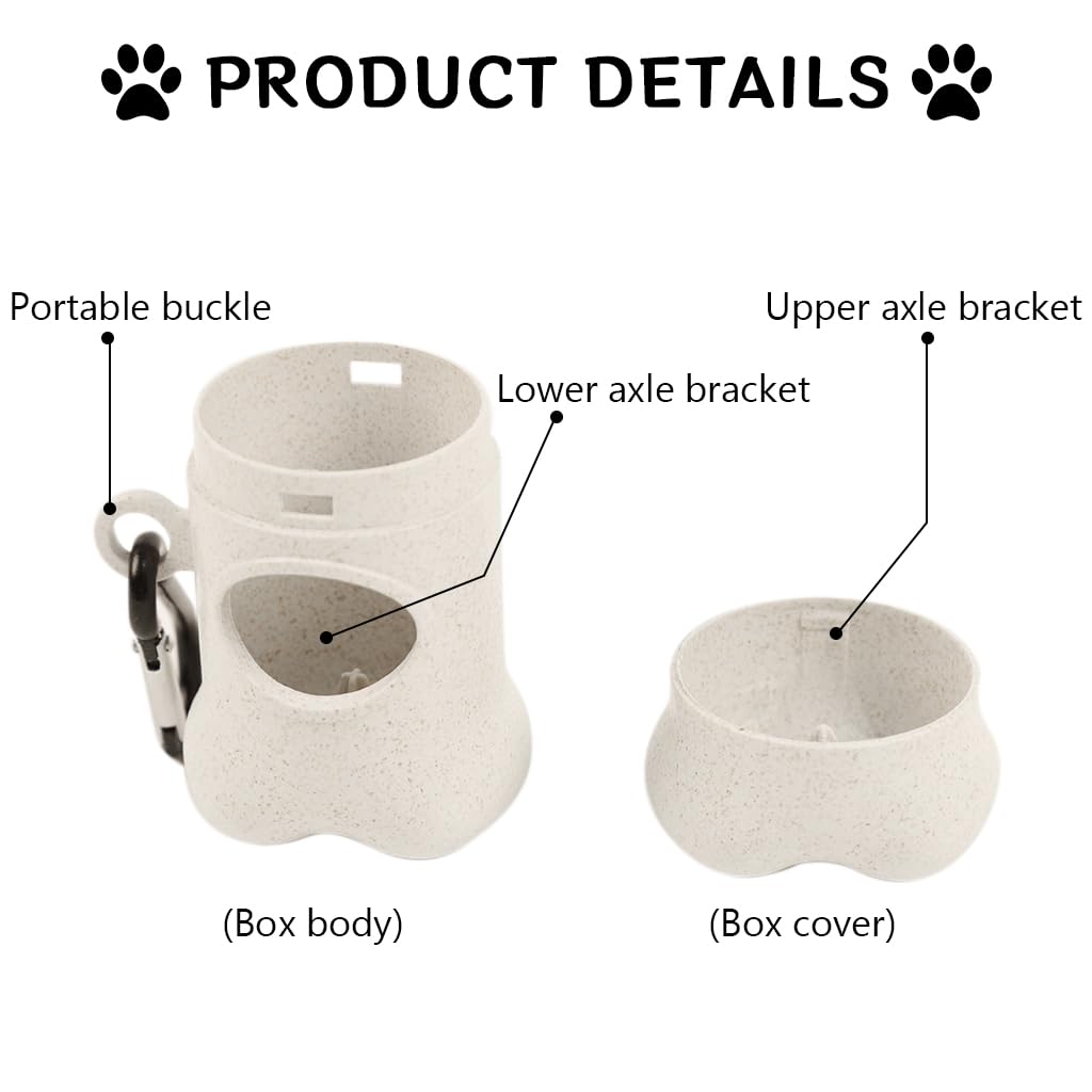 Qpets Dog Waste Bag Dispenser for Outdoor Walks with Carabiner Clip featuring Bone Shape | Wheat Straw Eco Container for Pet Owners