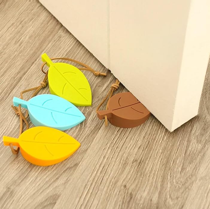 ZIBUYU Door Stopper Wedge for Home with Non Slip Base and Leaf Shape Design | 2 Pcs Silicone Set
