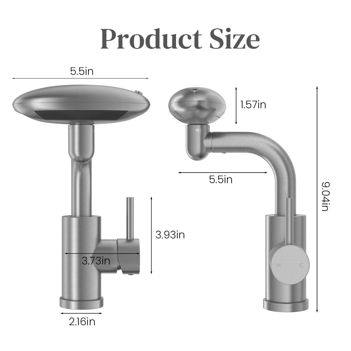 HASTHIP Waterfall Bathroom Sink Faucet for Modern Basins with 4 Modes 360° Rotation Gray
