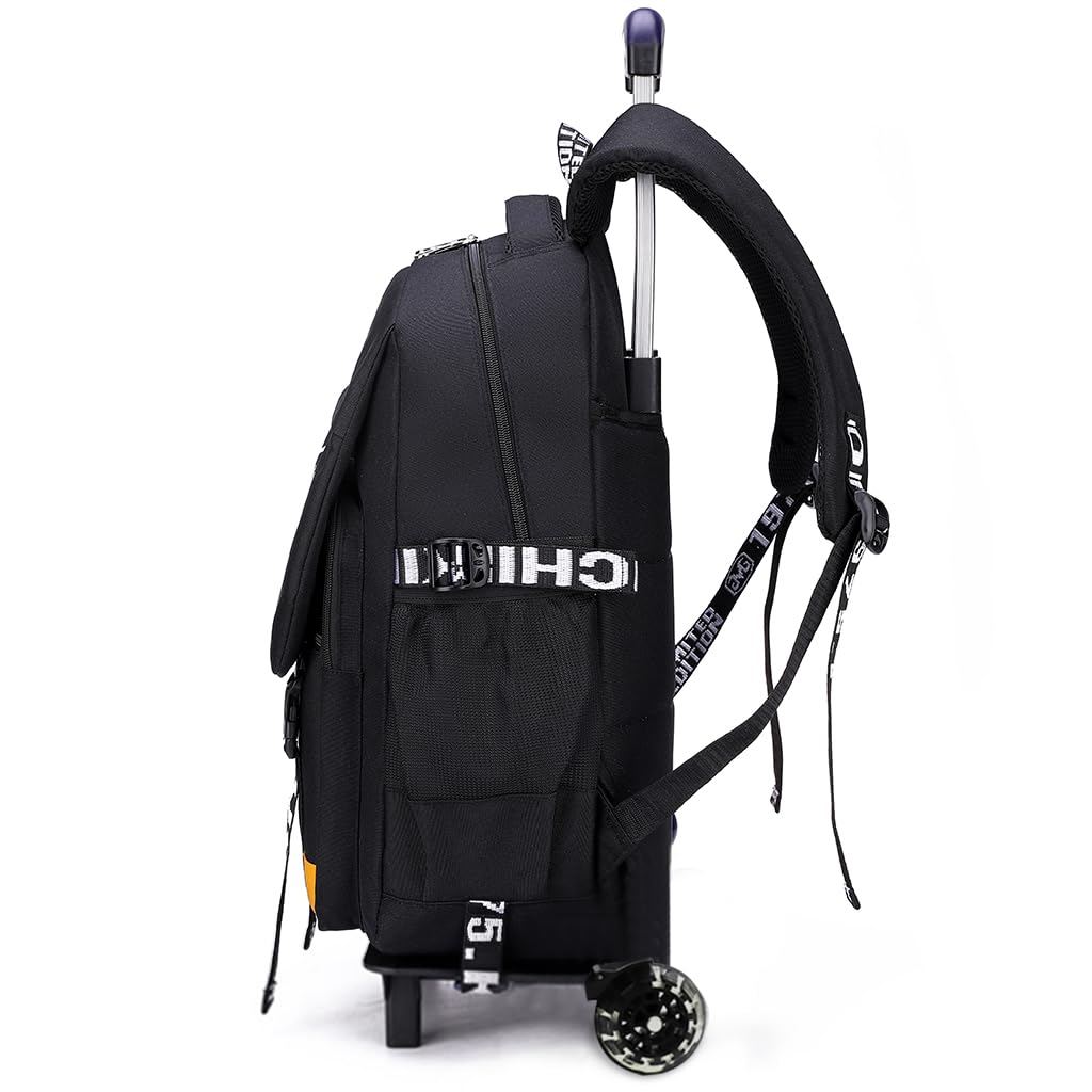 Climberty School Bag for Kids featuring Dual 3 Wheel Trolley and Detachable Stand | PU Backpack